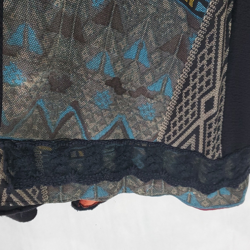 Parsley & Sage Boho Patchwork Midi Dress Size Large Artsy Art To Wear Soft Flowy - Picture 6 of 8